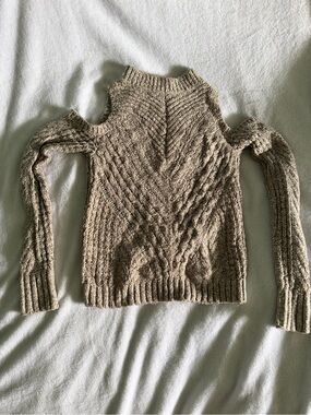 Express Cut Out Shoulder Cable Knit Sweater